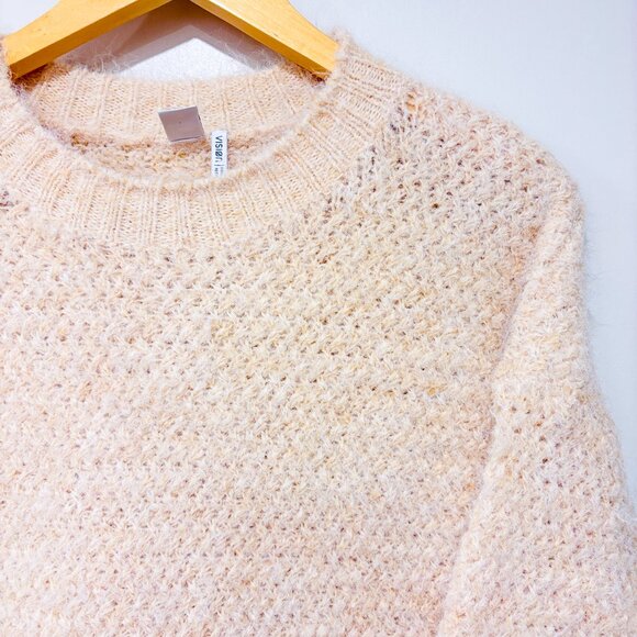 SIMONS Beige textured knit sweater | Soft cozy wool blend pullover | Medium * - Picture 3 of 8